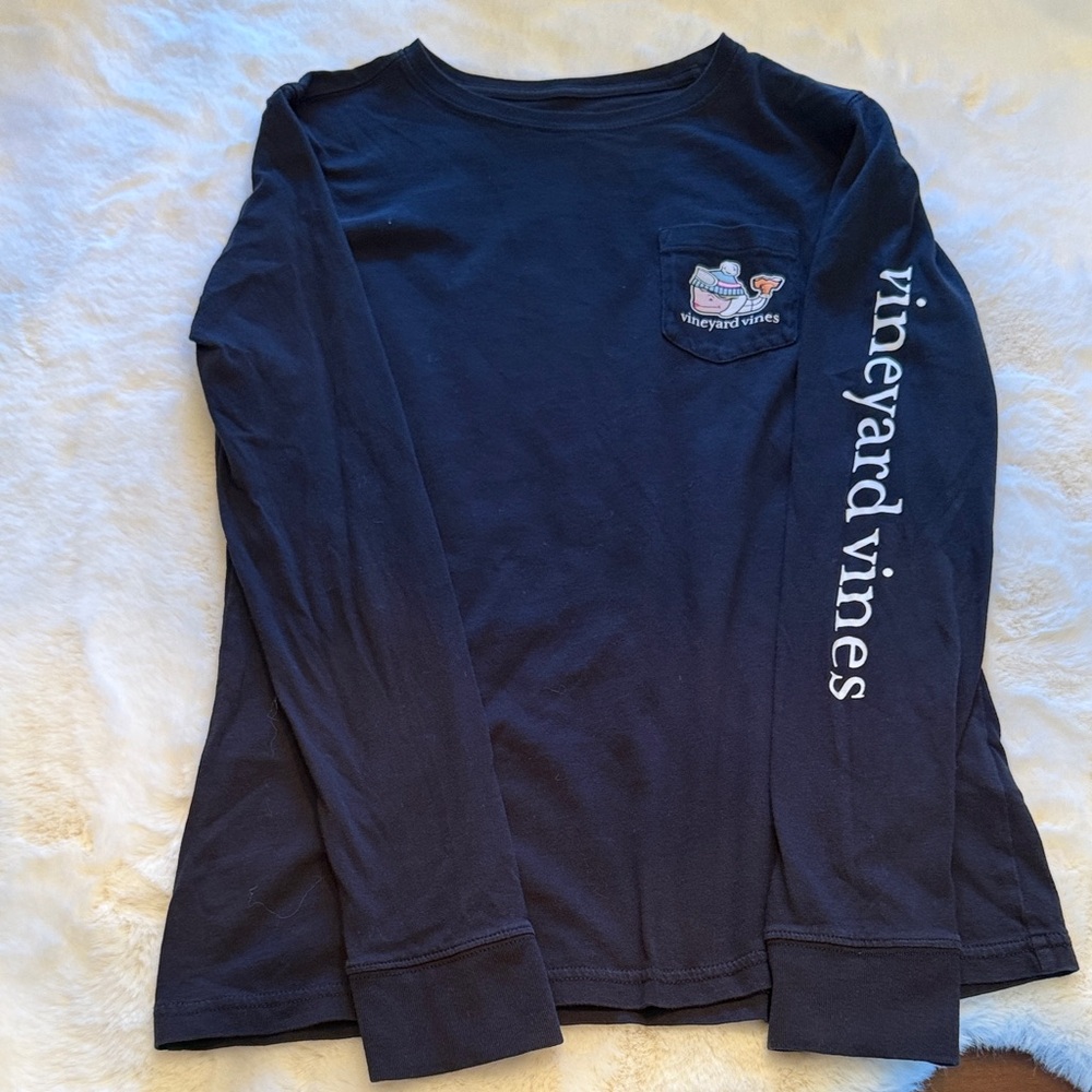 Vineyard Vines Women’s Dark Blue Long Sleeve Tee Ski Whale Size XS